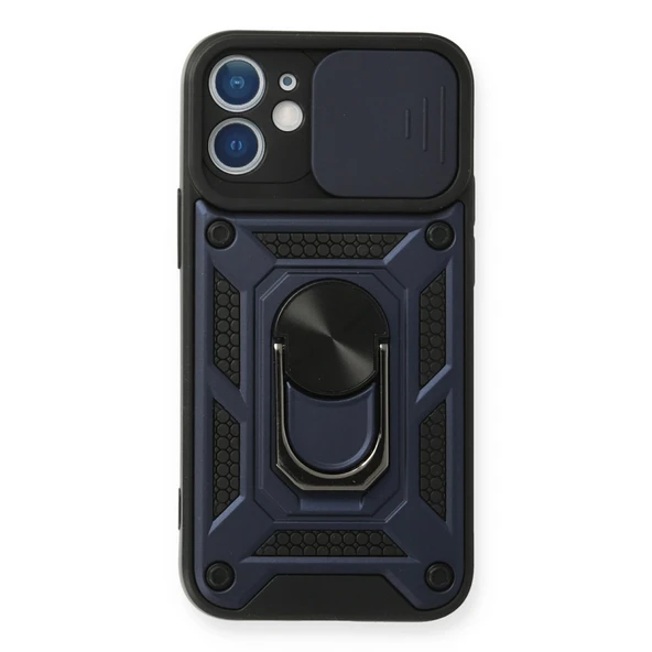 İphone 12 Mini Kılıf Pars Lens Yüzüklü Silikon - Lacivert ürün görseli 1