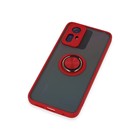 Xiaomi Redmi Note 12s Kılıf Montreal Yüzüklü Silikon Kapak - Kırmızı - Resim 5
