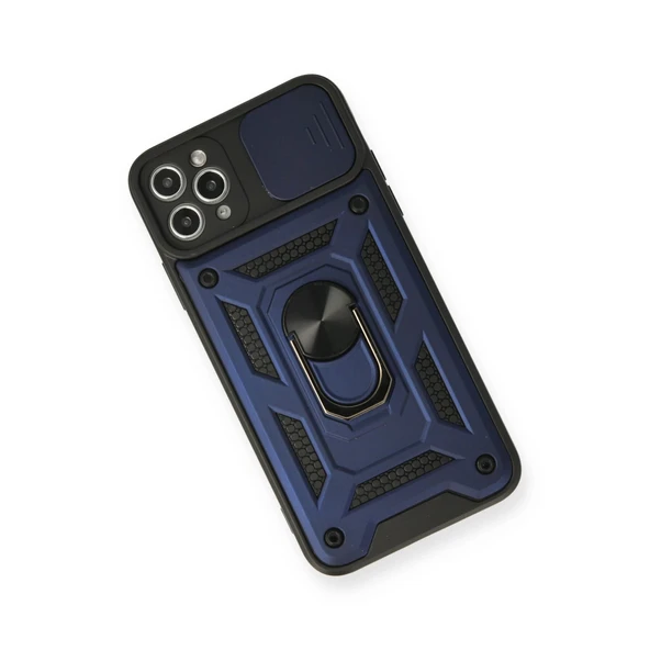 İphone 11 Pro Max Kılıf Pars Lens Yüzüklü Silikon - Lacivert - Resim 3