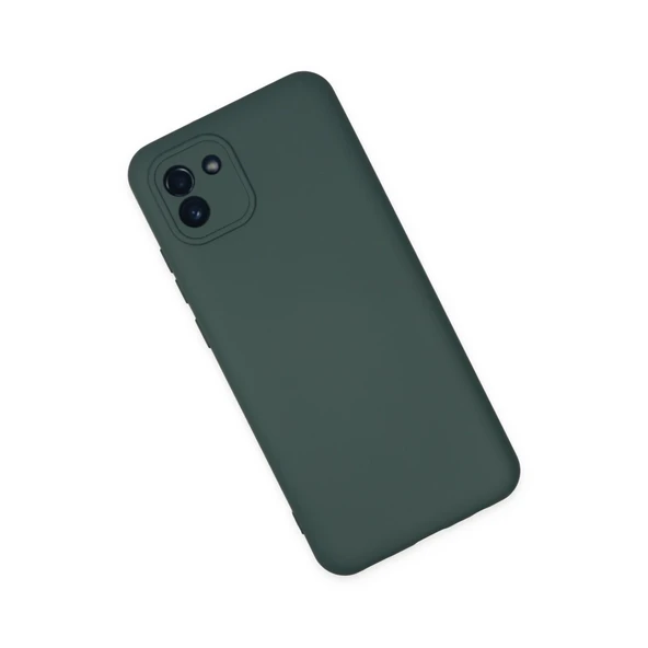 Samsung Galaxy A03 Kılıf Nano İçi Kadife Silikon - Koyu Yeşil - Resim 3