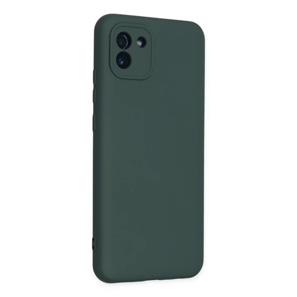 Samsung Galaxy A03 Kılıf Nano İçi Kadife Silikon - Koyu Yeşil - Resim 2