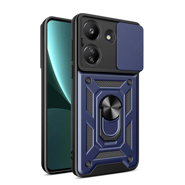 Xiaomi Redmi 13c Kılıf Pars Lens Yüzüklü Silikon - Lacivert ürün görseli 1