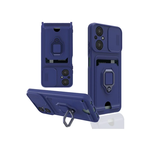 Xiaomi Poco M5 Kılıf Zuma Kartvizitli Yüzüklü Silikon - Lacivert ürün görseli 1