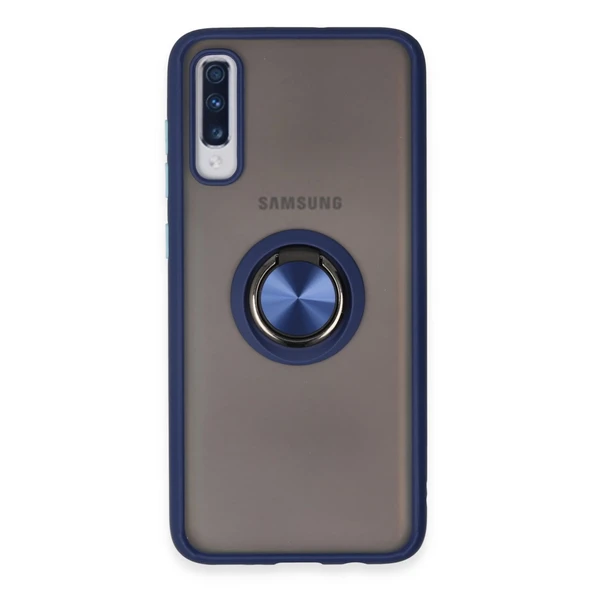 Samsung Galaxy A70 Kılıf Montreal Yüzüklü Silikon Kapak - Lacivert ürün görseli 1