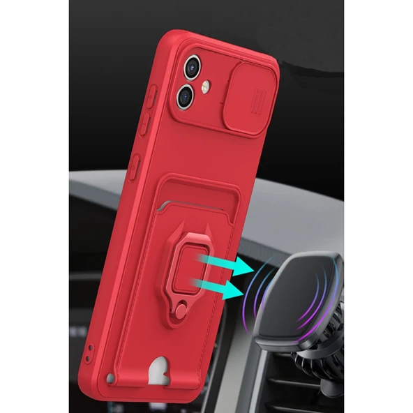 Samsung Galaxy A05 Kılıf Zuma Kartvizitli Yüzüklü Silikon - Pembe - Resim 2