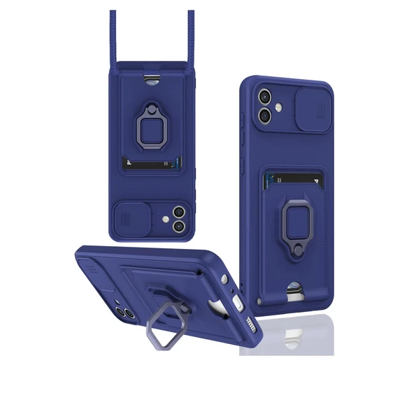 Samsung Galaxy A05 Kılıf Zuma Kartvizitli Yüzüklü Silikon - Lacivert ürün görseli 1