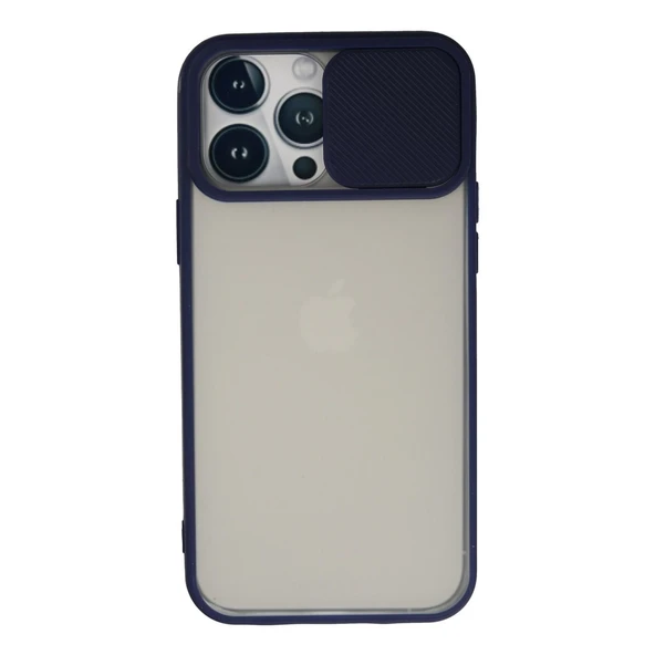 İphone 13 Pro Max Kılıf Palm Buzlu Kamera Sürgülü Silikon - Lacivert ürün görseli 1