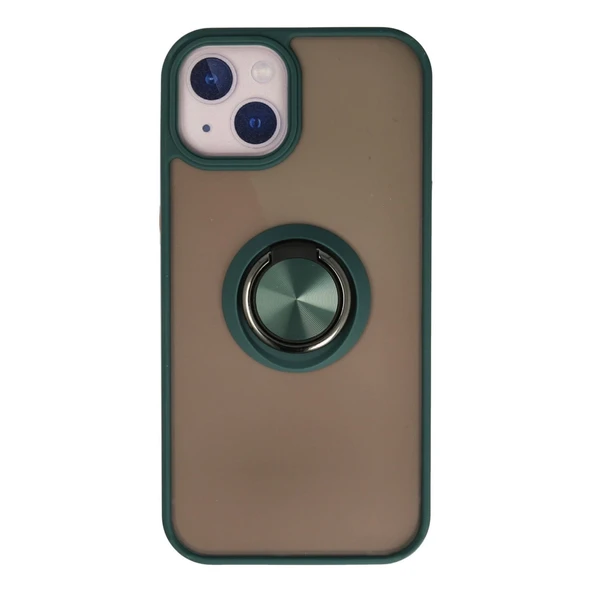 İphone 13 Kılıf Montreal Yüzüklü Silikon Kapak - Yeşil ürün görseli 1