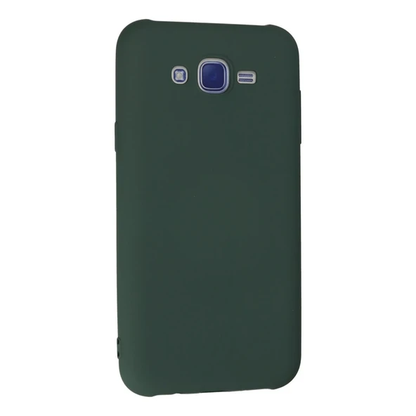 Samsung Galaxy J7 Kılıf Nano İçi Kadife Silikon - Koyu Yeşil - Resim 3
