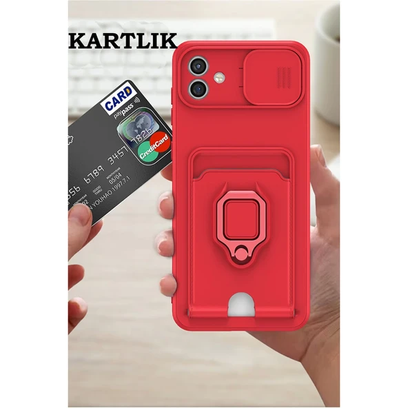 Samsung Galaxy A05 Kılıf Zuma Kartvizitli Yüzüklü Silikon - Lacivert - Resim 4