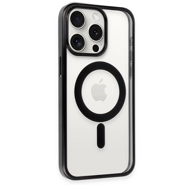 İphone 15 Pro Kılıf Erozi Magsafe Kapak - Siyah - Resim 3