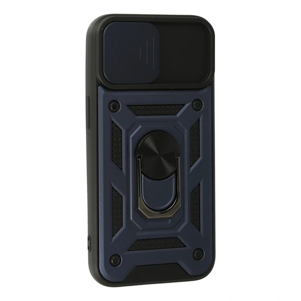 İphone 13 Kılıf Pars Lens Yüzüklü Silikon - Lacivert - Resim 2