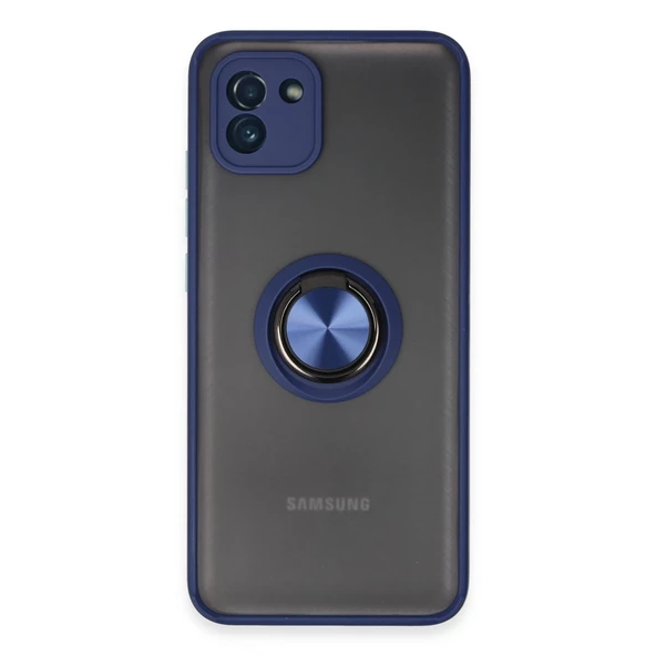Samsung Galaxy A03 Kılıf Montreal Yüzüklü Silikon Kapak - Lacivert ürün görseli 1