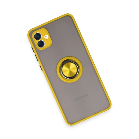 Samsung Galaxy A04 Kılıf Montreal Yüzüklü Silikon Kapak - Sarı - Resim 3