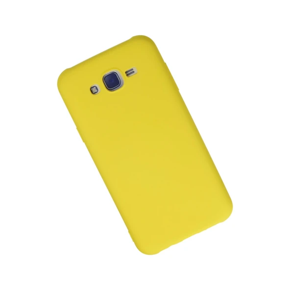 Samsung Galaxy J7 Kılıf Nano İçi Kadife Silikon - Sarı - Resim 2