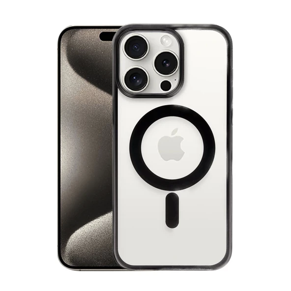 İphone 15 Pro Kılıf Erozi Magsafe Kapak - Siyah ürün görseli 1