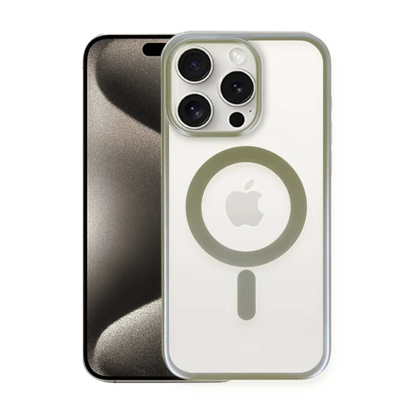 İphone 15 Pro Max Kılıf Erozi Magsafe Kapak - Gri ürün görseli 1