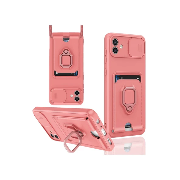 Samsung Galaxy A05 Kılıf Zuma Kartvizitli Yüzüklü Silikon - Pembe ürün görseli 1