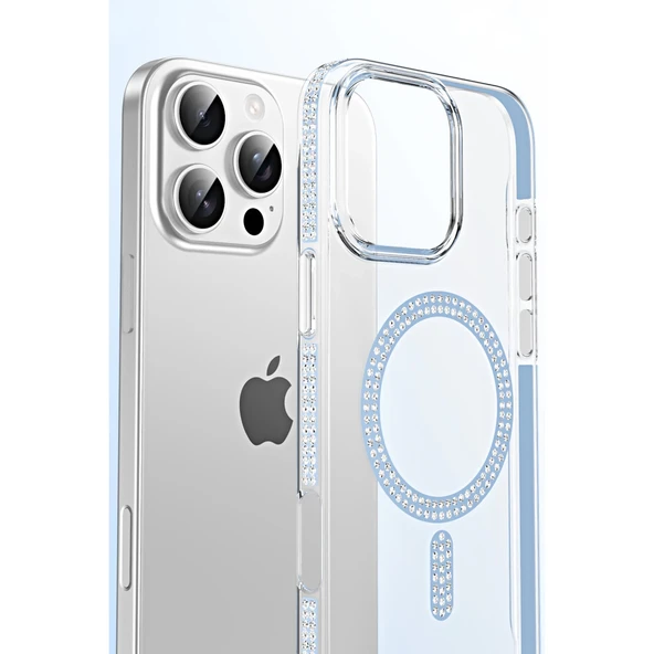 Joko Apple İphone 14 Pro Max Move Taşlı Magsafe Kapak - Pembe - Resim 5