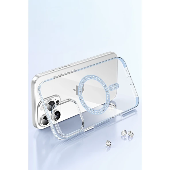 Joko Apple İphone 14 Pro Max Move Taşlı Magsafe Kapak - Pembe - Resim 3