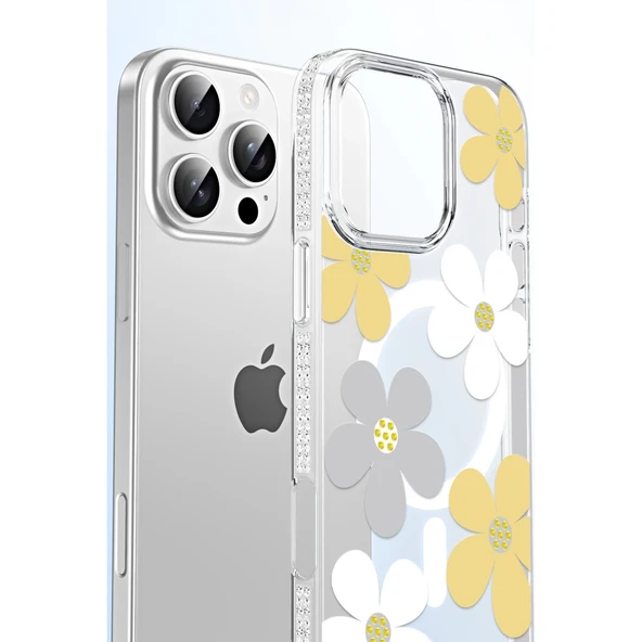 Joko Apple İphone 15 Floral Magsafe Kapak - Pembe - Resim 5