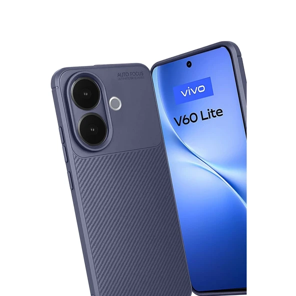 Vivo V60 Lite Auto Focus Karbon Kapak - Lacivert - Resim 3