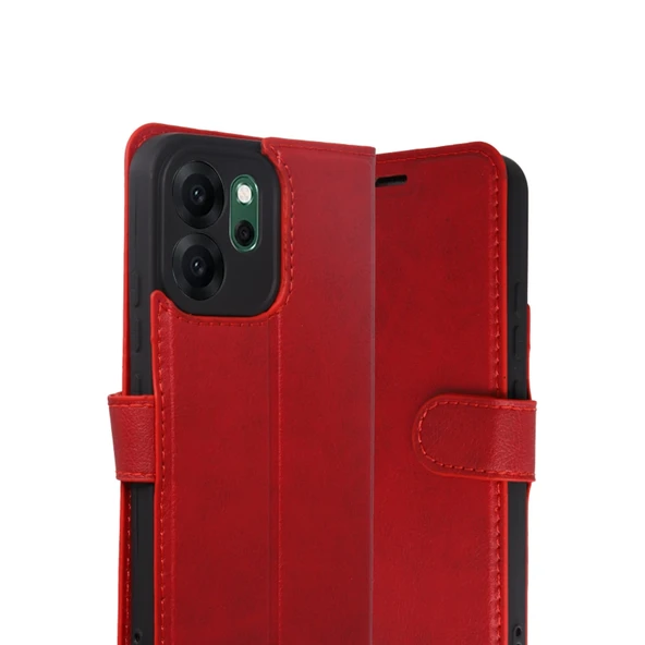 Oppo Reno 14f Trend S Plus Kapaklı Kılıf - Kırmızı - Resim 2