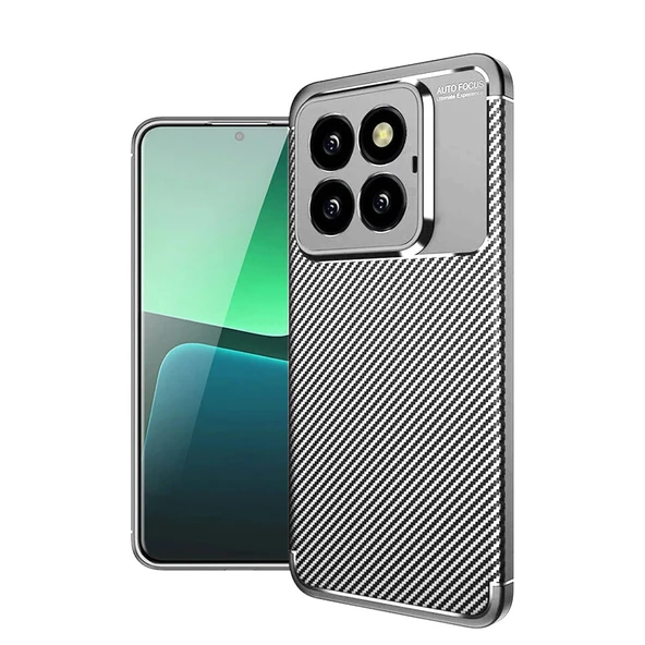 Xiaomi Mi 14t Pro Kılıf Auto Focus Karbon Kapak - Gri ürün görseli 1