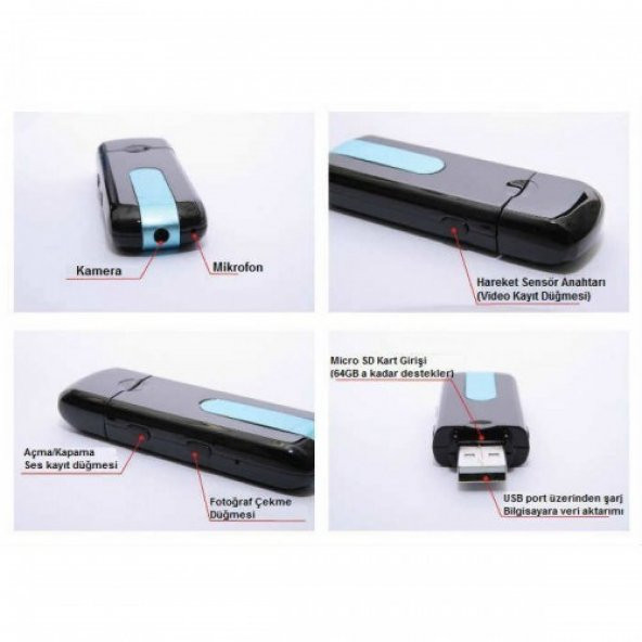SES KAYIT+KAMERA CİHAZI USB  BELLEK USB KAYDEDİCİ DİJİTAL MİNİ SES KAYDEDİCİ PROFESYONEL SES KA - 4