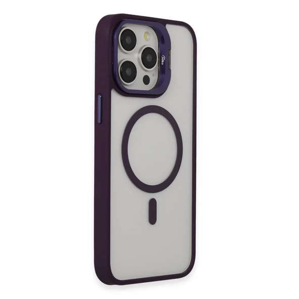 Joko İphone 15 Pro Kılıf Roblox Lens Magsafe Standlı Kapak - Derin Mor - Resim 2