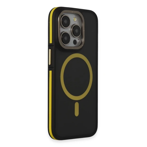 Joko İphone 14 Pro Max Kılıf Rocky Magsafe Kapak - Siyah-sarı - Resim 2