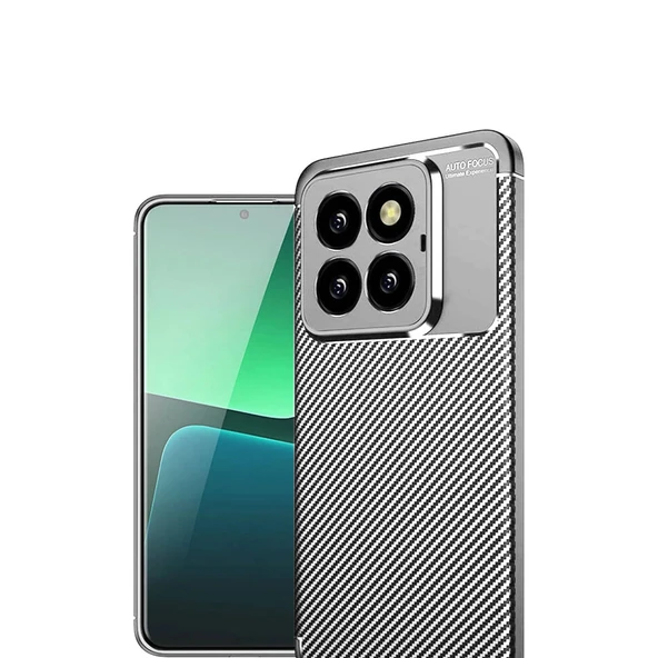 Xiaomi Mi 14t Pro Kılıf Auto Focus Karbon Kapak - Gri - Resim 2