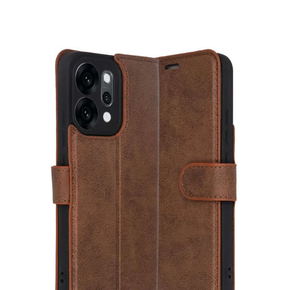 Oppo Reno 14 Trend S Plus Kapaklı Kılıf - Taba - Resim 2