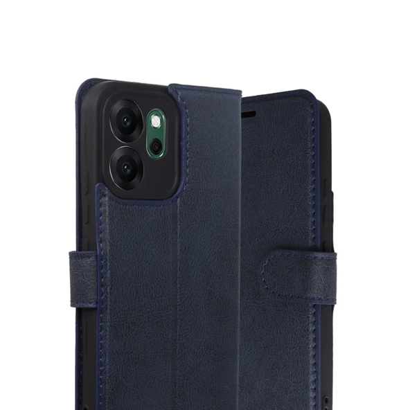 Oppo Reno 14f Trend S Plus Kapaklı Kılıf - Lacivert - Resim 2