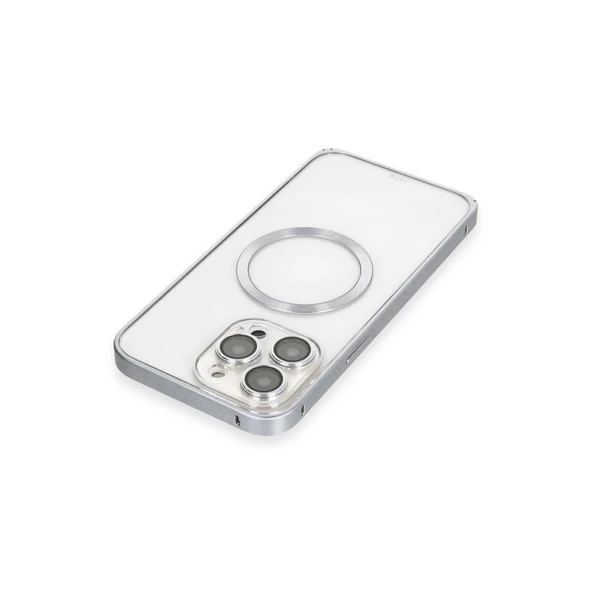 Joko İphone 15 Pro Kılıf Metal Bumper Magneticsafe Kapak - Gri - Resim 4