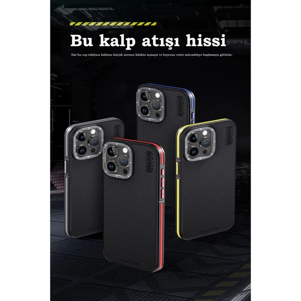 Joko İphone 15 Pro Kılıf Aramid 600d Kevlar Karbon Fiber Magsafe Kapak - Gri - Resim 4