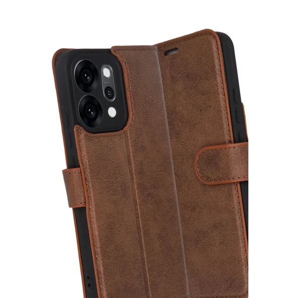 Oppo Reno 14 Trend S Plus Kapaklı Kılıf - Taba - Resim 3