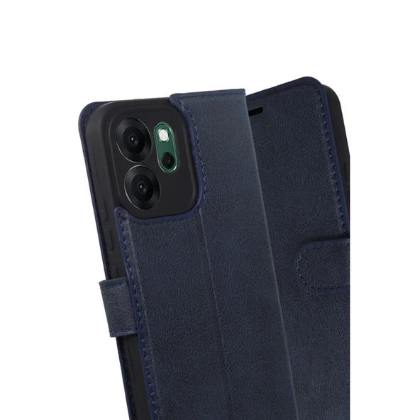 Oppo Reno 14f Trend S Plus Kapaklı Kılıf - Lacivert - Resim 3