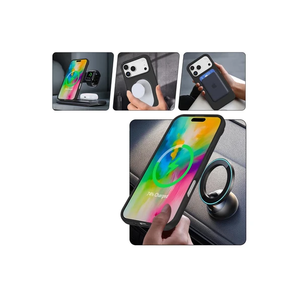 Apple İphone 17 Pro Regal Magsafe Standlı Kapak - Lacivert - Resim 7