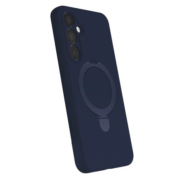 Samsung Galaxy A55 5g Regal Magsafe Standlı Kapak - Lacivert - Resim 3