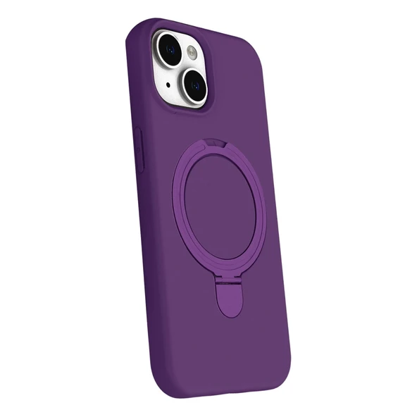 Apple İphone 14 Regal Magsafe Standlı Kapak - Derin Mor - Resim 3