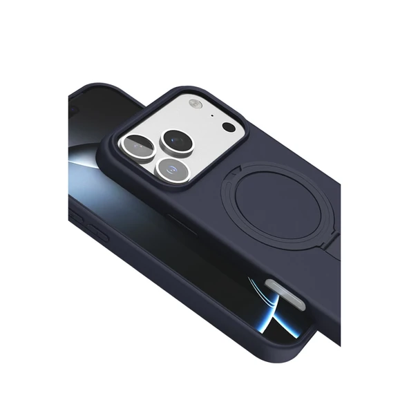 Apple İphone 17 Pro Regal Magsafe Standlı Kapak - Lacivert - Resim 5