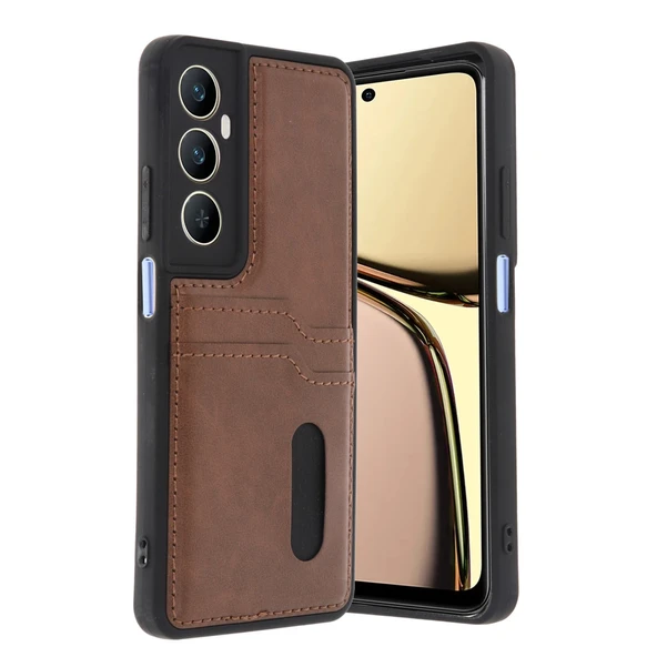 Realme C65 Sara Kartvizitli Deri Kılıf - Taba ürün görseli 1