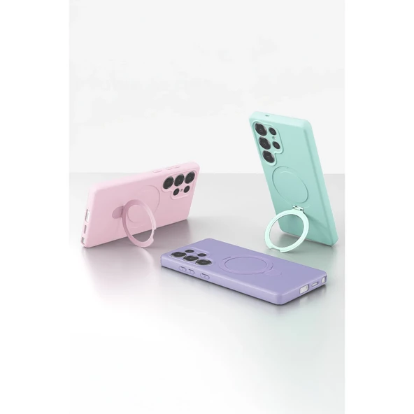 Samsung Galaxy S25 Ultra Regal Magsafe Standlı Kapak - Lila - Resim 5