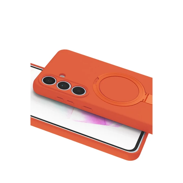 Samsung Galaxy S24 Fe Regal Magsafe Standlı Kapak - Turuncu - Resim 4