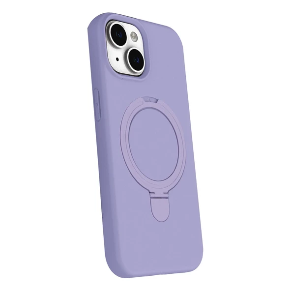 Apple İphone 15 Plus Regal Magsafe Standlı Kapak - Lila - Resim 2