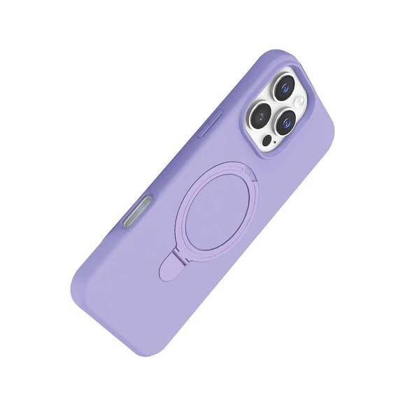 Apple İphone 16 Pro Regal Magsafe Standlı Kapak - Lila - Resim 3