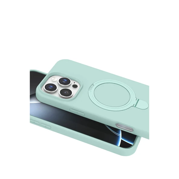 Apple İphone 16 Pro Regal Magsafe Standlı Kapak - Su Yeşili - Resim 4