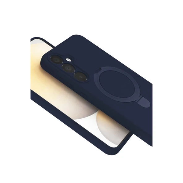 Samsung Galaxy A25 5g Regal Magsafe Standlı Kapak - Lacivert - Resim 4