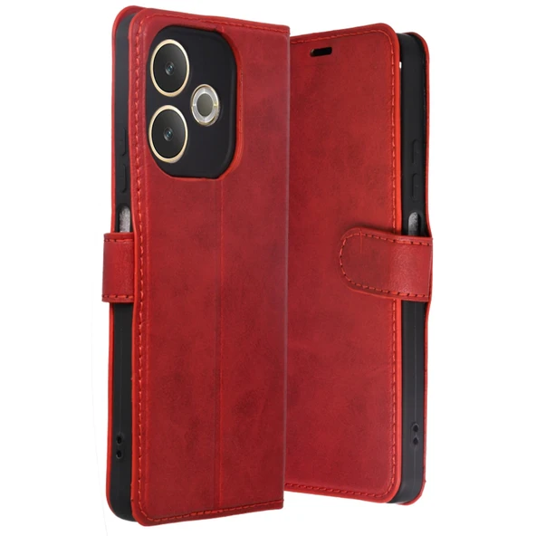 Oppo A5 Pro 4g Trend S Plus Kapaklı Kılıf - Kırmızı ürün görseli 1